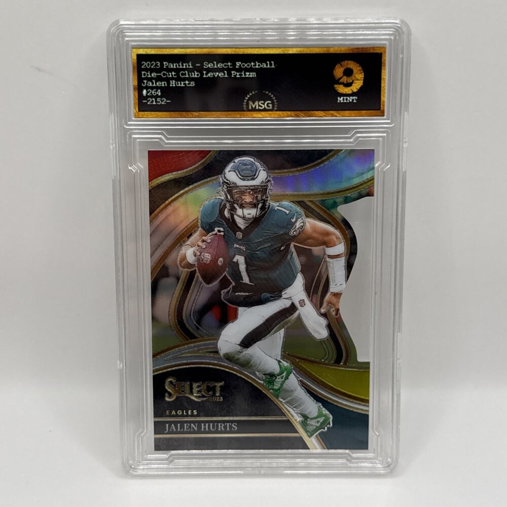 2023 Select - Club Level Red & Yellow Prizm Die-Cut #264 Jalen Hurts Graded 9